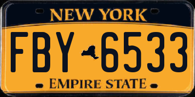 NY license plate FBY6533