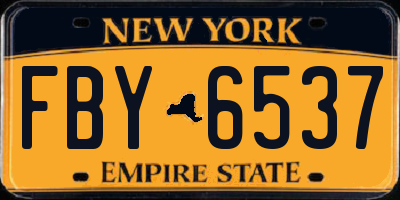 NY license plate FBY6537
