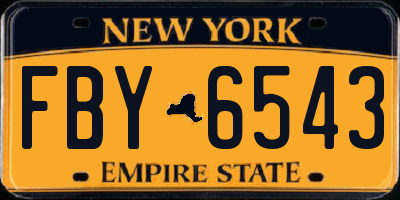 NY license plate FBY6543