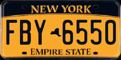 NY license plate FBY6550