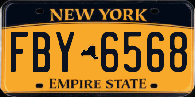 NY license plate FBY6568