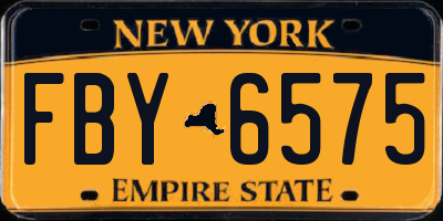 NY license plate FBY6575