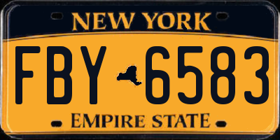NY license plate FBY6583