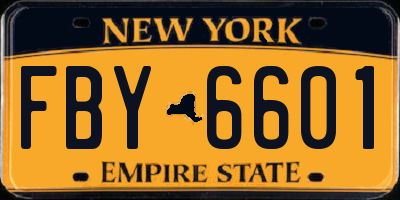 NY license plate FBY6601