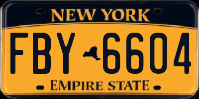 NY license plate FBY6604
