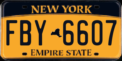 NY license plate FBY6607