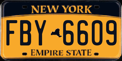 NY license plate FBY6609