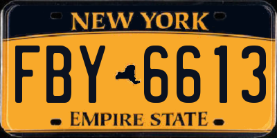 NY license plate FBY6613