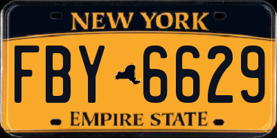 NY license plate FBY6629