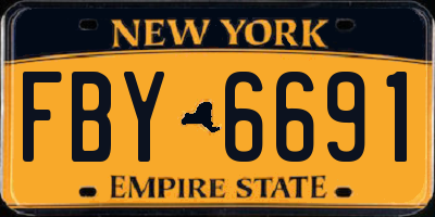 NY license plate FBY6691