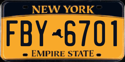 NY license plate FBY6701