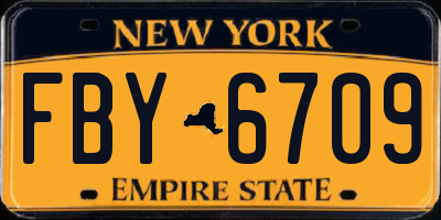 NY license plate FBY6709