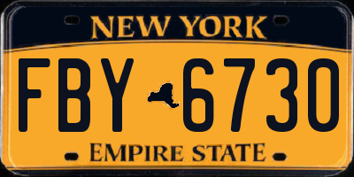NY license plate FBY6730