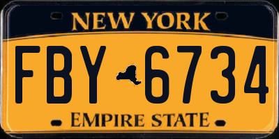 NY license plate FBY6734