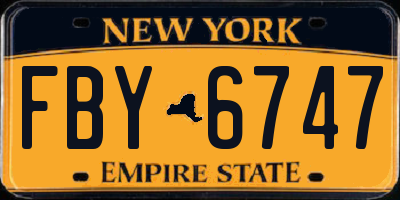 NY license plate FBY6747