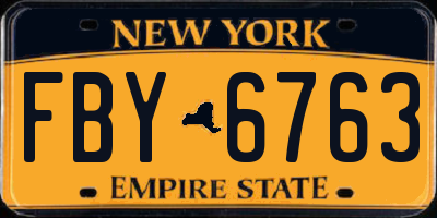 NY license plate FBY6763