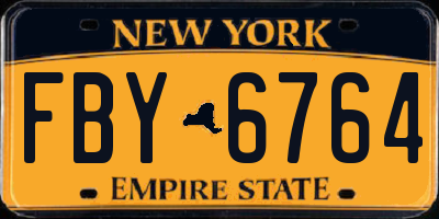 NY license plate FBY6764