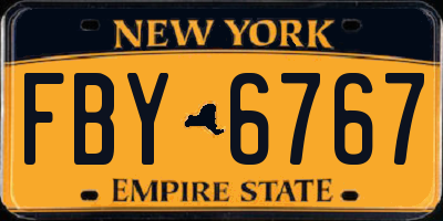 NY license plate FBY6767