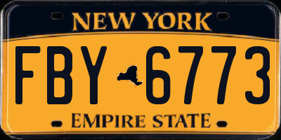 NY license plate FBY6773
