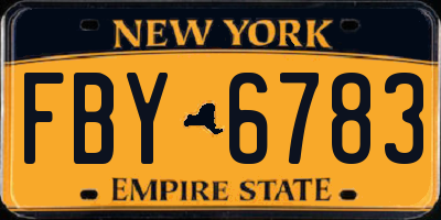 NY license plate FBY6783