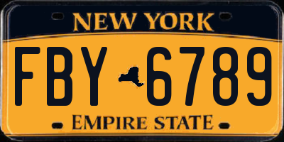 NY license plate FBY6789