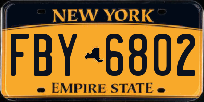 NY license plate FBY6802