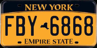 NY license plate FBY6868
