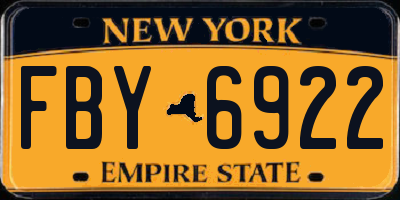 NY license plate FBY6922