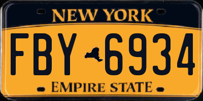 NY license plate FBY6934