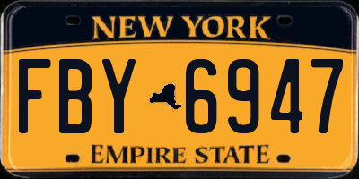 NY license plate FBY6947