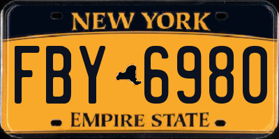 NY license plate FBY6980