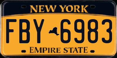 NY license plate FBY6983