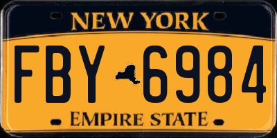 NY license plate FBY6984