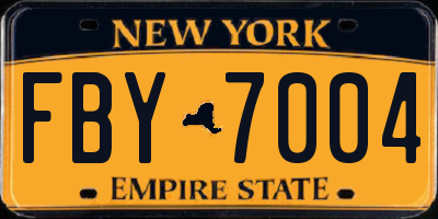 NY license plate FBY7004