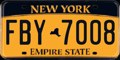 NY license plate FBY7008
