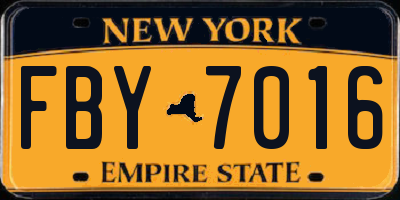 NY license plate FBY7016