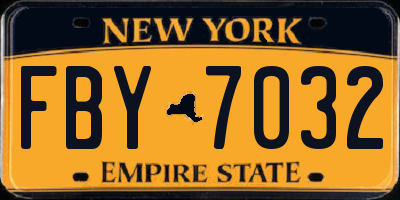 NY license plate FBY7032