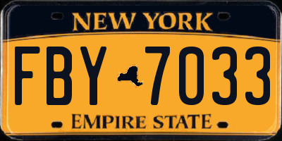 NY license plate FBY7033