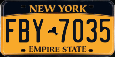 NY license plate FBY7035