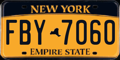 NY license plate FBY7060