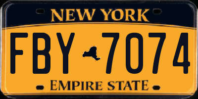 NY license plate FBY7074