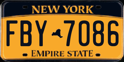 NY license plate FBY7086