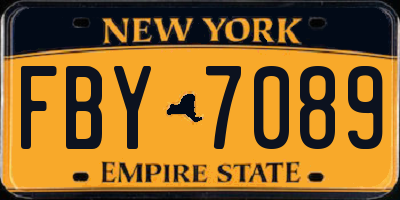 NY license plate FBY7089