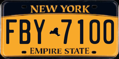 NY license plate FBY7100