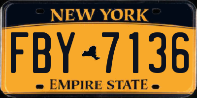 NY license plate FBY7136