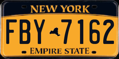 NY license plate FBY7162