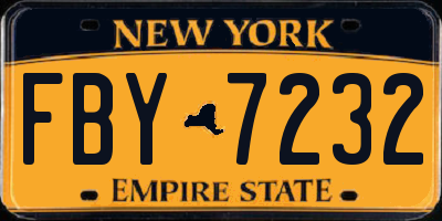 NY license plate FBY7232