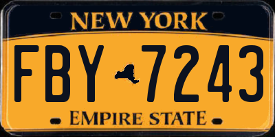NY license plate FBY7243