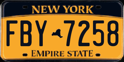 NY license plate FBY7258