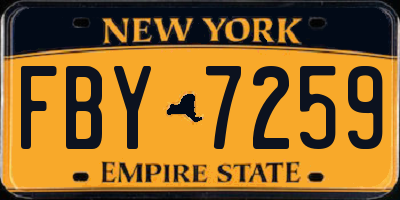 NY license plate FBY7259